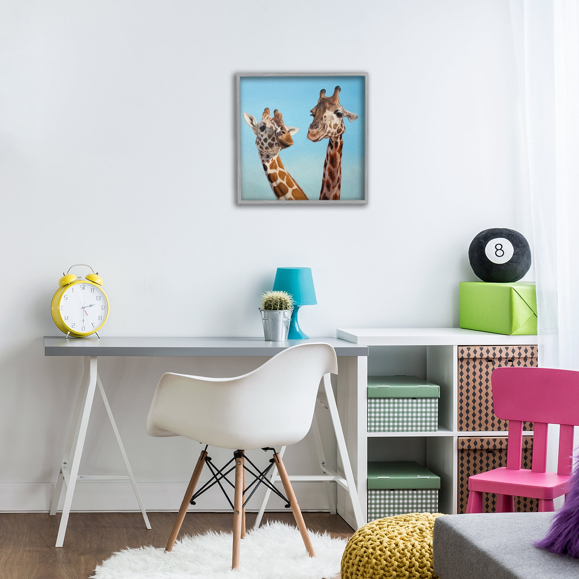 Stupell Industries Romantic Soulmate Giraffes Gray Framed Giclee Art, design by Lucia Heffernan