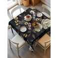 thumbnail image 6 of Vintage Black Floral Table Cloth, Spring Seasonal Botanical Blooms Waterproof Tablecloth for Square Tables, Reusable Washable Fabric Table Cover for Restaurant Kitchen Dining Tables 54"x54", 6 of 6