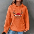 thumbnail image 2 of Women's Christmas Printed Round Neck Hooded Long Sleeved Top Sweater(Orange,2XL), 2 of 4