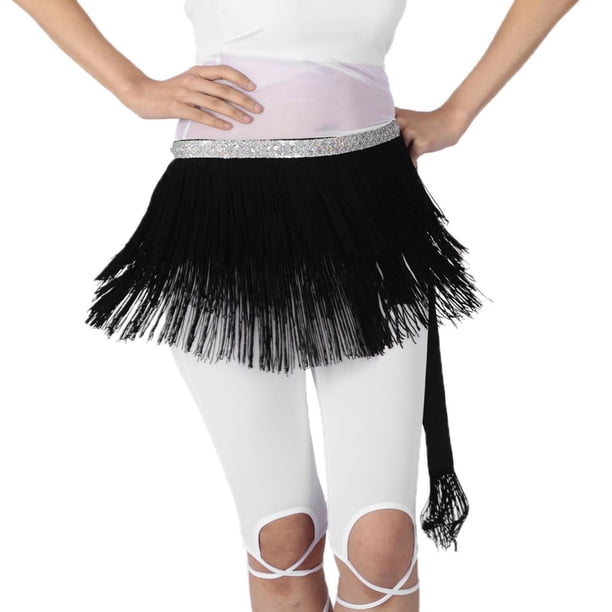 Faldas a La Cadera con Borlas para Danza Del Vientre para Mujer, Cinturón, Bufanda a La Cadera, para proteger, Ropa de Baile Negro Salvador Bufanda de la cadera de la danza del vientre de la mujer