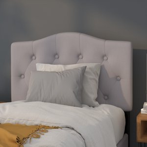 Emma + Oliver Arched Button Tufted Twin Headboard, Light Gray
