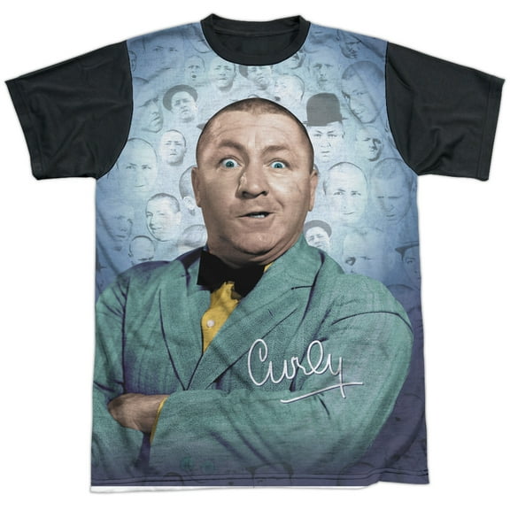 Three Stooges - Curly Heads - Short Sleeve Black Back Shirt - Medium
