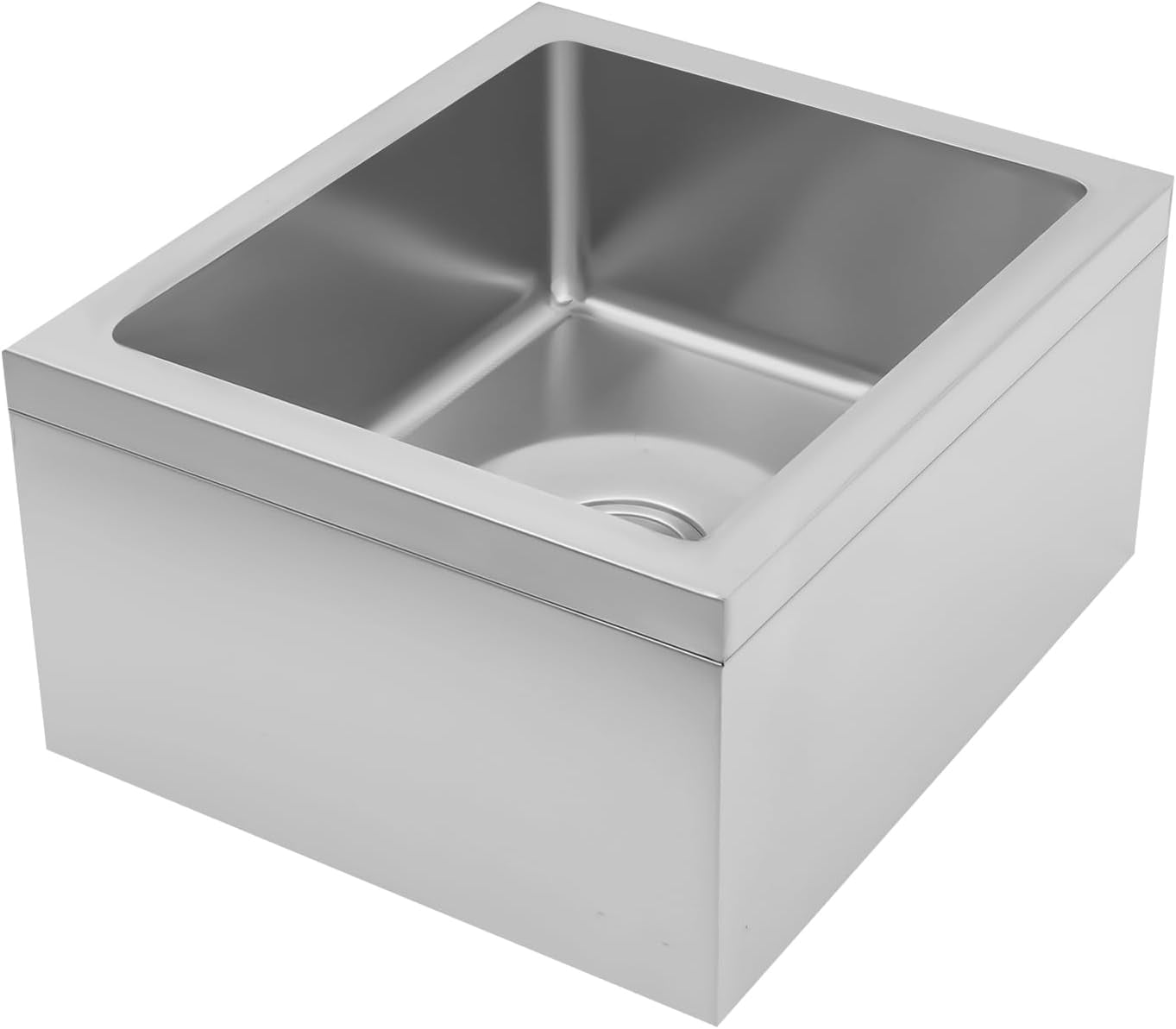 Miumaeov 304 Stainless Steel Floor Mop Sink, Mop Service Basin with Sink Drainage/Strainer  ( No Backsplash)