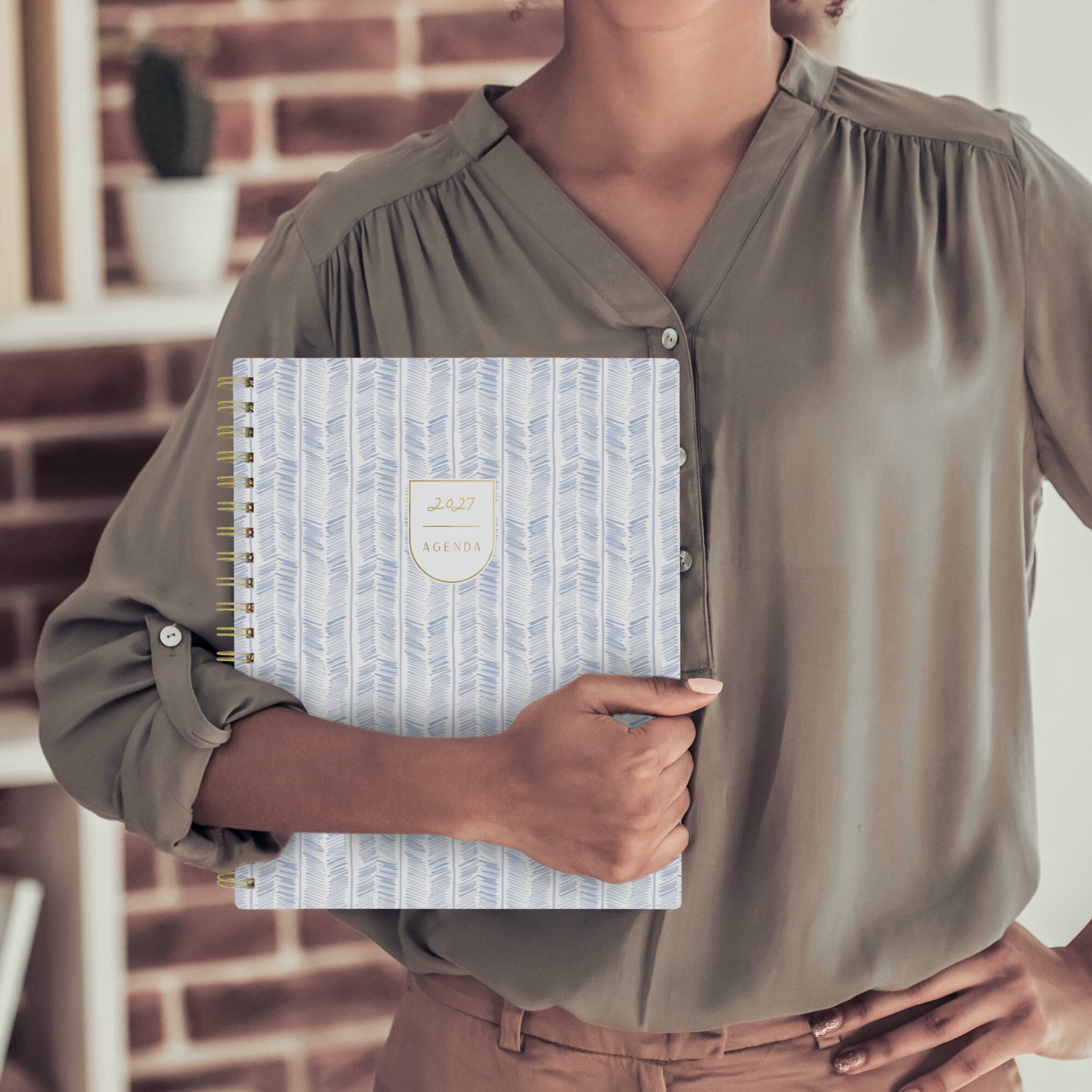 Leah Bisch for Mead Cambridge 2027 Weekly Monthly Planner Herringbone Large 8 12