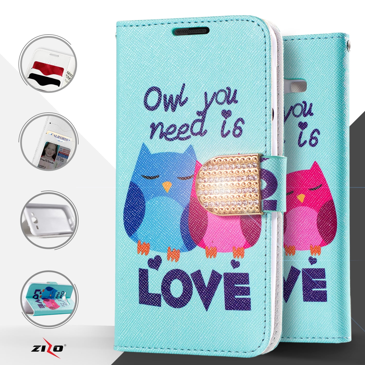 Zizo Design Wallet Case Pouch Iphone Se 5 5g 5s Tpu Inside Kickstand Cover Ids Credit Card Holder Walmart Com
