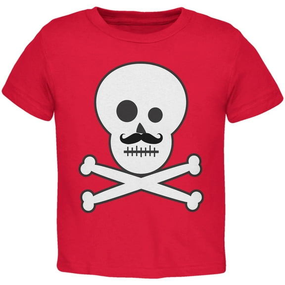Skull and Crossbones Mustache Red Toddler T-Shirt - 4T