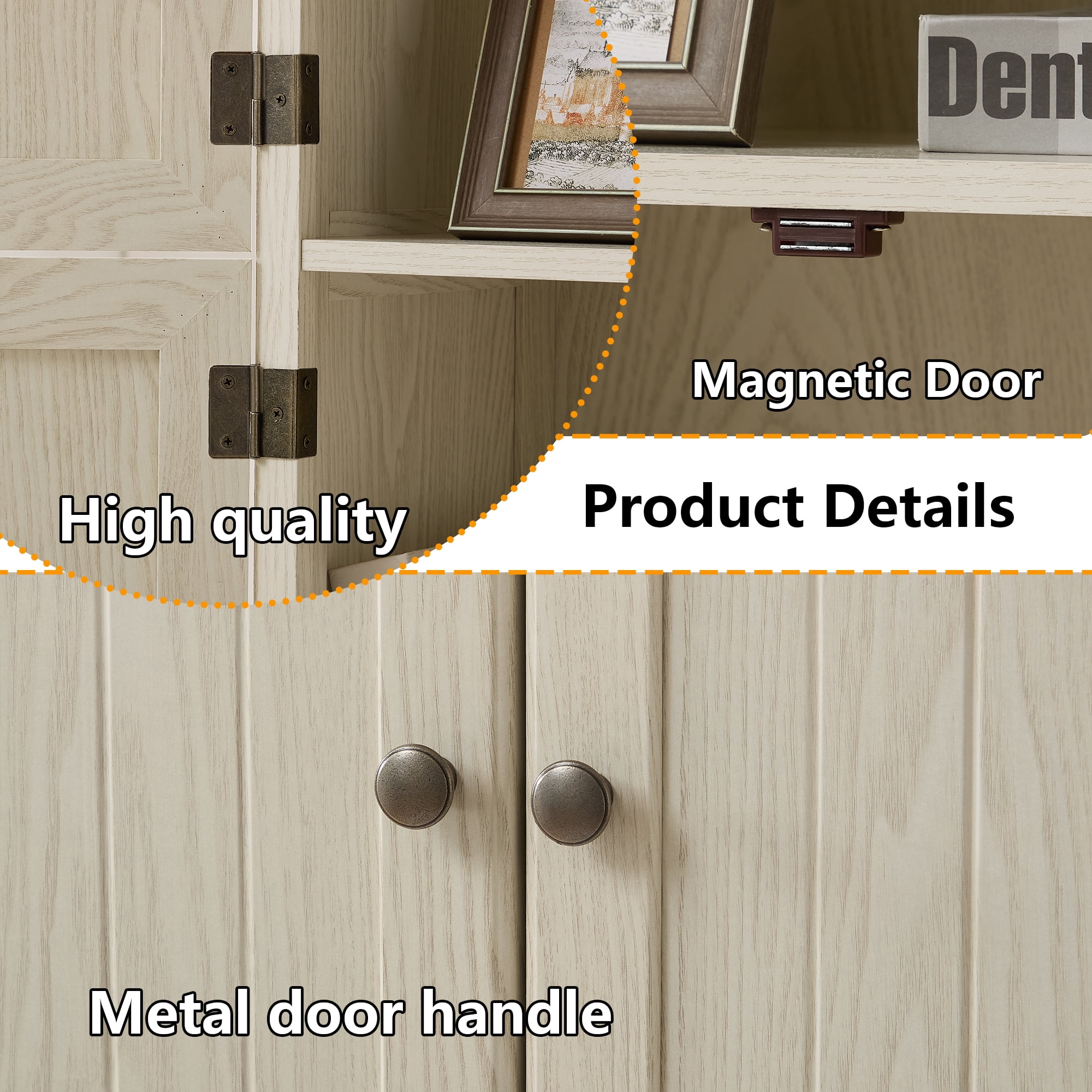MDQMD White 72.4'' Tall Storage Cabinet with Doors and Shelves,Modern 4 Tier Wooden Bathroom Cabinet,Kitchen Pantry Storage Cabinet for Hallway,Office