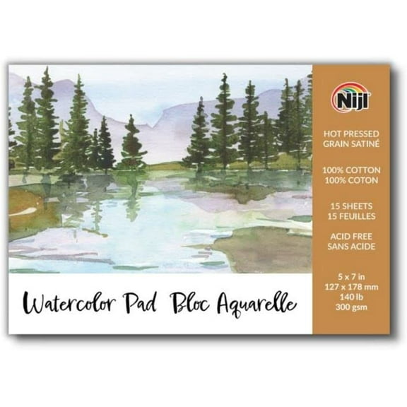 NIJI WATERCOLOR PAPER PAD HOT PRESS 15 SHEET 5X7