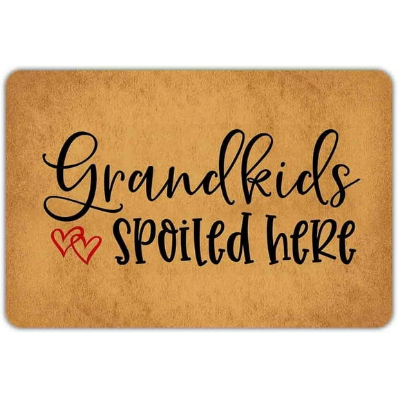 Grandkids Spoiled Here Mats for Front Door Entry Front Porch Doormat Non-Slip Carpet Rugs Floor Mat Decorative for Home Bathroom Kitchen Indoor 16x24 Inch