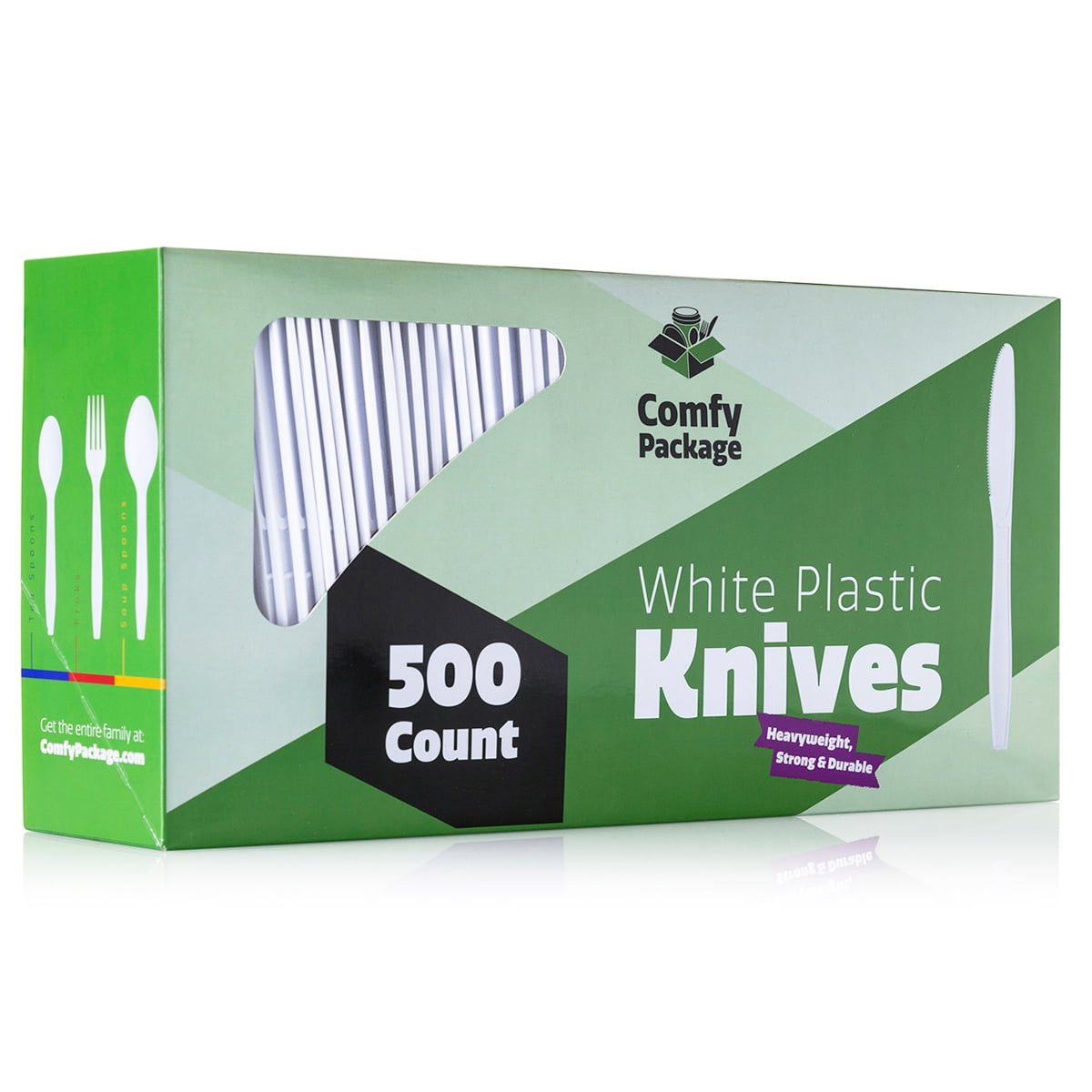 Comfy Package [500 Pack] Extra Heavyweight Disposable White Plastic