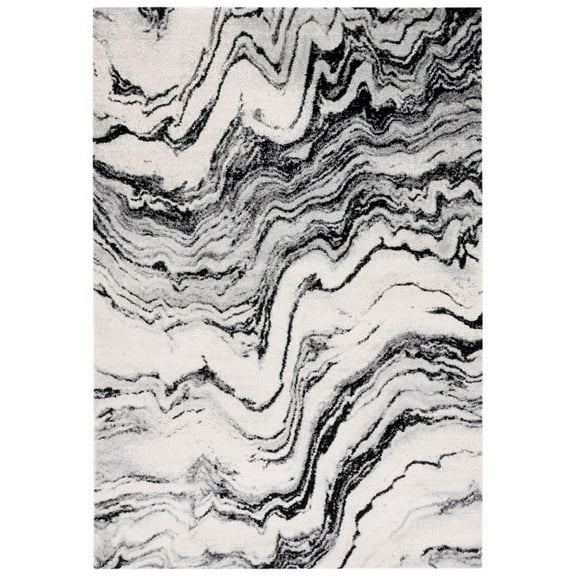 SAFAVIEH Tulum Brynn Abstract Area Rug, 5'3" x 7'6", Ivory/Black