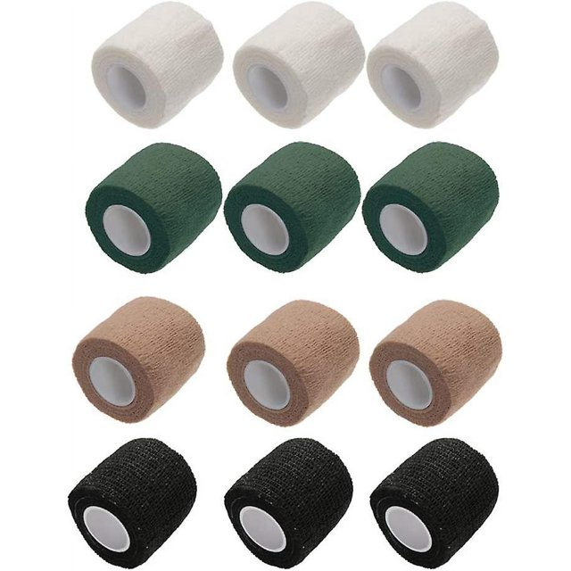 12 Pieces Self Adherent Bandage, Cohesive Hand Tear Bandage, Skin-elastic Breathable Wrap, For Wrist, Ankle Sprains And Swellings, Stickers, Non Stick