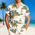 thumbnail image 2 of Stamzod Men Casual Fashion Turndown Collar Printing Short Sleeve Button Shirt Blouse Beige L, 2 of 6