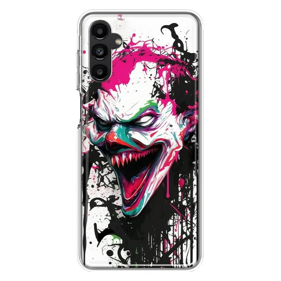 MUNDAZE Samsung Galaxy A13 Shockproof Clear Hybrid Protective Phone Case Evil Joker Face Painting Graffiti Cover