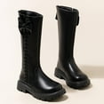 thumbnail image 4 of Owordtank Girls Riding Boots with Bows Fashion Chunky Boots with Side Zip Mid Calf Little/Big Kids Tall Boot, 4 of 8