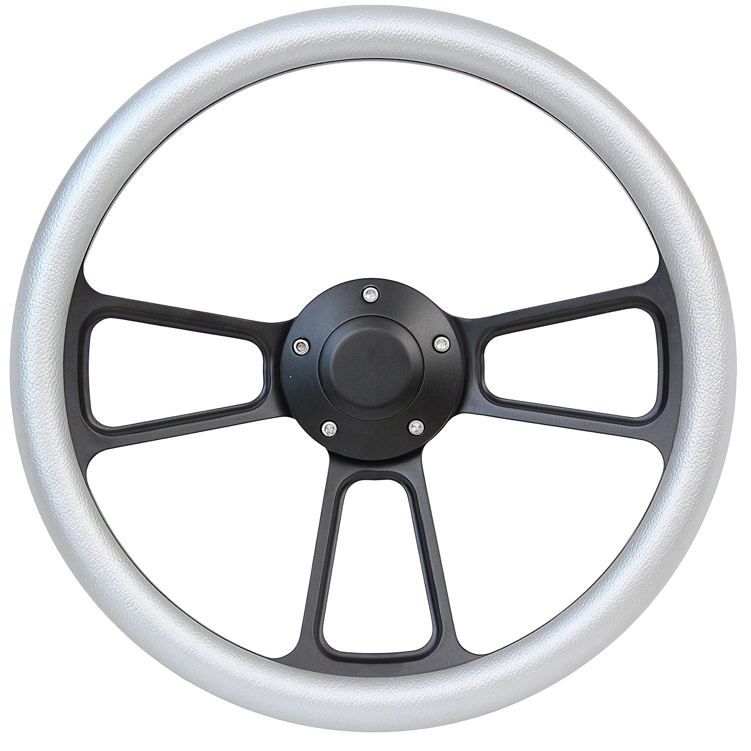 Horn and Installation Adapter Flame Boat Steering Wheel 14 Inch Aluminum With Red Vinyl Half Wrap