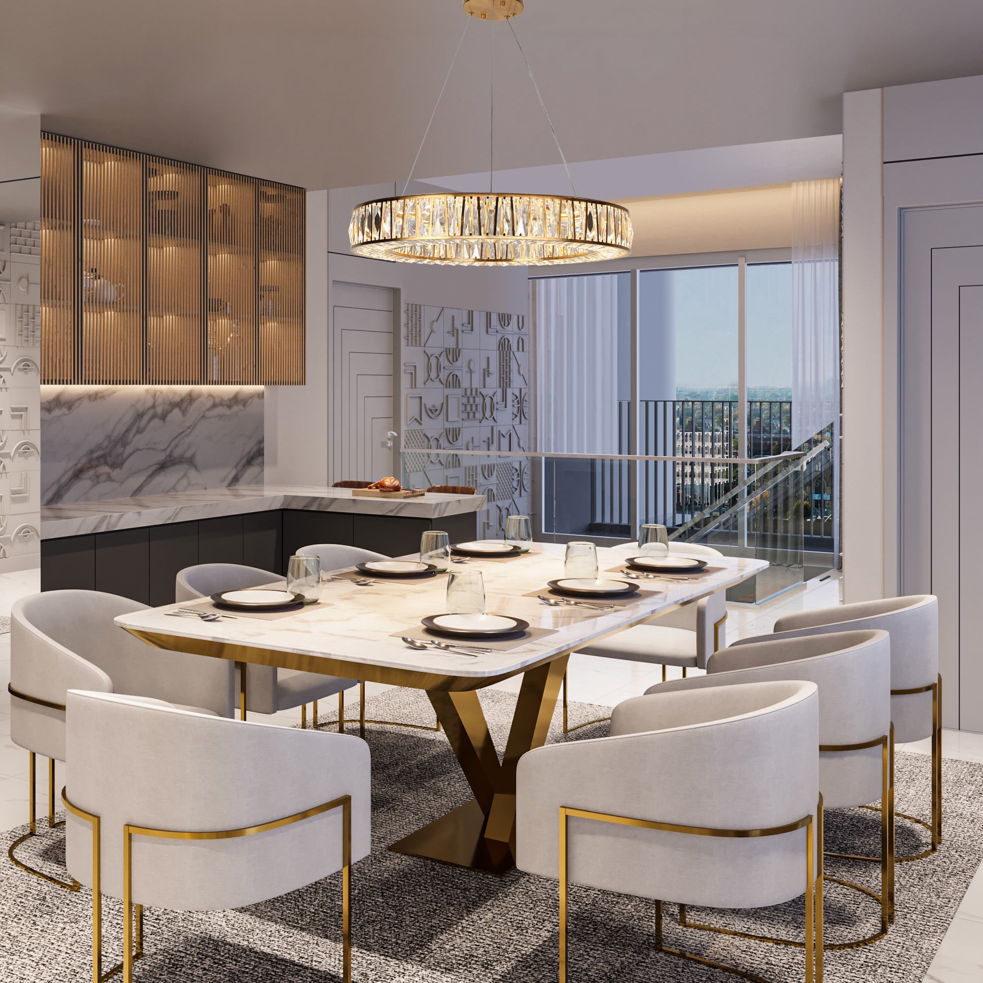 LNC Laycantonic 1 -Light Polished Brass Glam Integrated LED Crystal For Use in Bedrooms, Dining Rooms, Foyers, Kitchens, Living Rooms Chandelier