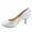 Silver, variant on Carlos-s Women's Patent Glitter Round Toe Low Heel Pump Dress Shoes