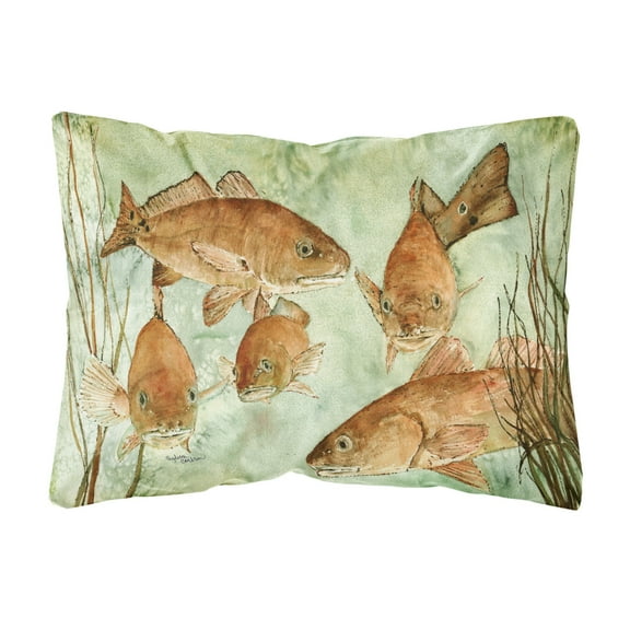 Carolines Treasures 8983PW1216 Red Fish Swim Fabric Decorative Pillow , 12H x16W, multicolor