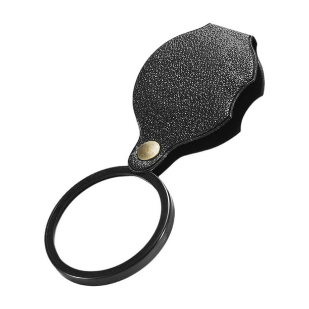 Lupa de lente de vidrio práctica con cubierta de cuero de PU Lupa de bolsillo plegable para 7cm