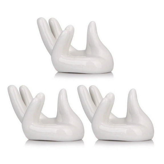 QUSENLON 3Pcs Ceramic Mini Hand Shape Air Plant Holder Tea Filter Stand Small Tillandsia Pots Container Display Rack Organizer Home Garden Decoration