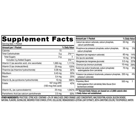 EQUATE 1000 MG VITAMIN C PLUS VITAMIN D & ZINC DIETARY SUPPLEMENT POWDER PACKETS, ORANGE FLAVOR, 30 COUNT, COMPARE TO EMERGEN-C® IMMUNITY + INGREDIENTS