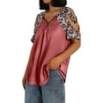 thumbnail image 3 of Women's V-Neck Plus Size T-Shirt Leopard Loose Tee Short Seleve Blouses Tops, 3 of 4
