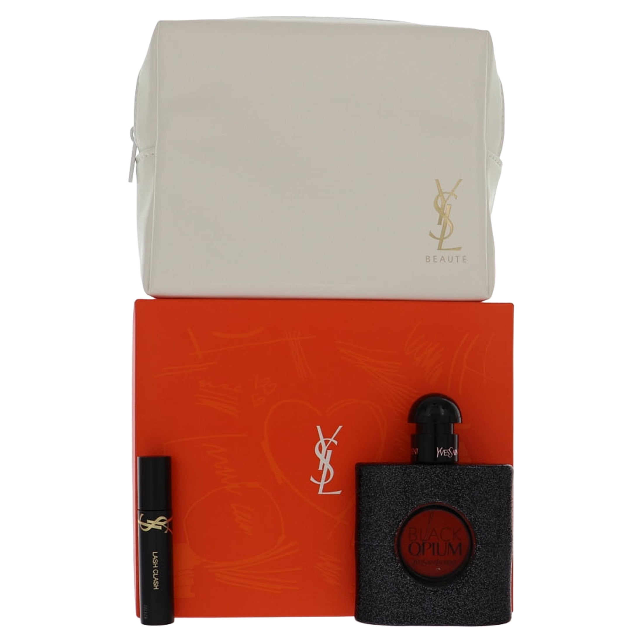 Yves Saint Laurent Black Opium , 3 Pc Gift Set 1.6oz EDP Spray, 0.06oz Mascara Lash Clash, Pouch
