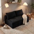 thumbnail image 5 of CQSXDA 2-Seater Corduroy Ground-Hugging Compressed Loveseat, for Small Apartment Living Room Seating, Black, 5 of 9