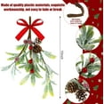 thumbnail image 2 of Dalrosia Christmas Artificial Mistletoe Ornament with Red Bow Christmas Hanging Mistletoe Decoration Bouquet Floral Natural Pine Cones Holiday Decoration Ornament Bouquet, 2 of 6