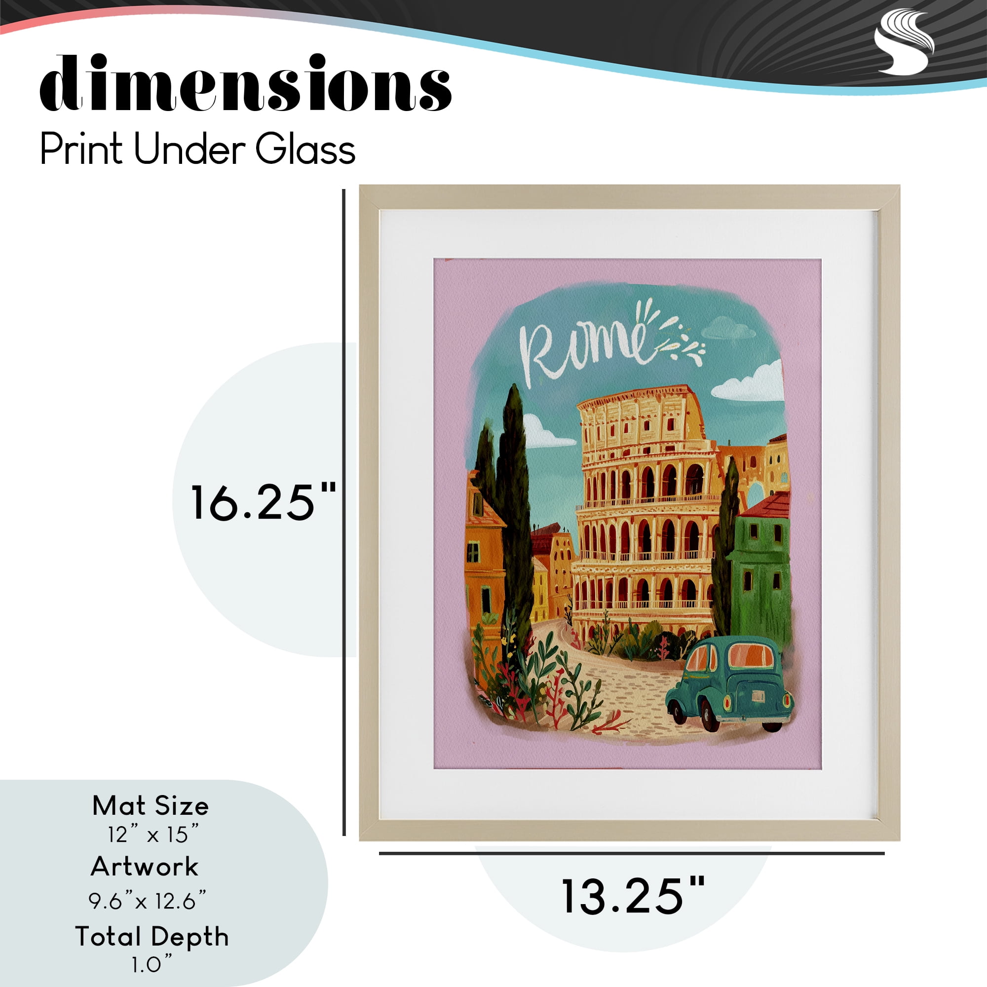 Rome Travel Spot Architecture Birch Framed Print Under Glass, design by Yen