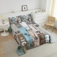 thumbnail image 3 of Patchwork Farmhouse Bedding Set Vintage Country Rustic Comforter Set Twin Size, Western Animal Wooden Plank Wood Decor Down Comforter Cabin Decor Dandelion Daisy Quilt 2 Pieces With 1 Pillow Case, 3 of 5