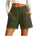 thumbnail image 2 of Bloomae Bermuda Shorts for Women High Waisted Linen Dressy Casual Shorts Elastic High Waist Pleated Wide Leg Summer Button Decor Short Pants with Pockets, 2 of 8