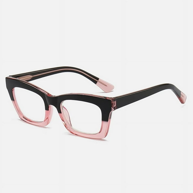RV Gafas de sol transparentes con montura ancha y luz anti-azul: negro y rosa, nuevas gafas de sol retro, sentido de tendencia premium Rojo Verde