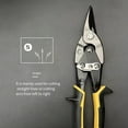 thumbnail image 5 of 10 Inch Aviation Tin Snips, Heavy Duty Metal Cutter Shears for Cutting Sheet Metal, Straight Cut, Chrome Steel,1 x 10inch Aviation Tin Snips,Yellow, 5 of 6