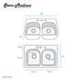 thumbnail image 3 of Ouvert 33 x 22 Stainless Steel, Dual Basin, Top-Mount Kitchen Sink, 3 of 11