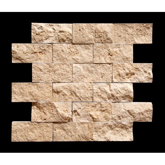 Oracle Tile & Stone Light 2X4 Split-Faced Travertine Mosaic Tile