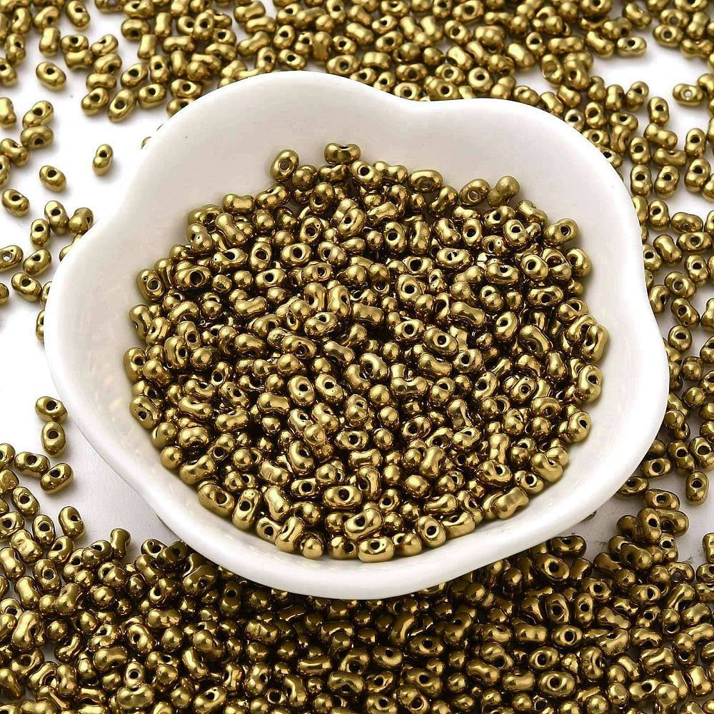 1Pound Opaque Glass Seed Beads Peanut Gold 3.5~4x2~2.5x2~2.3mm Hole: 0.8mm about 8000pcs/pound