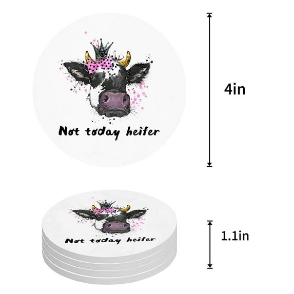 FMSHPON Merry Christmas Set of 4 Round Coaster for Drinks, Absorbent Ceramic Stone Coasters Cup Mat with Cork Base for Home Kitchen Room Coffee Table Bar Decor