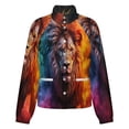thumbnail image 5 of Jackets for Women Winter Coat Jackets Flannel Stand Collar Jacket(Colorful Lion Flame Art,Size:S-4XL), 5 of 7