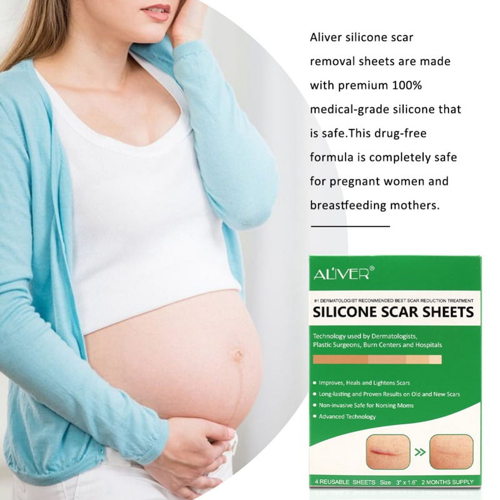 NUVADERMIS Silicone Scar Sheets, Tape, Strips - USA Tested - Healing  Keloid, C-Section, Tummy Tuck - As Surgical Cream, Gel, Patch, Bandage, Pad  - Surgery Scars Treatment - 4 Pack 5.7x1.57 