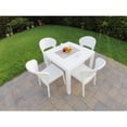 thumbnail image 2 of Luxury Commercial Living 5 Piece White Outdoor Patio Square Dining Set with Side Chairs 32", 2 of 7