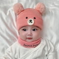 thumbnail image 1 of Baby Hat Neck Warmer 2Pcs/Set Ear Protection Thickened Beautiful Windproof Winter Infant Boys Kids Cap Scarf Kit, 1 of 4