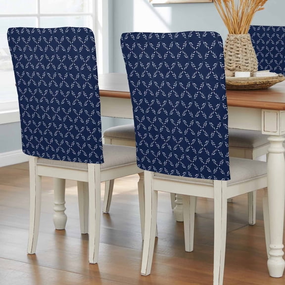 Navy Blue Chair Back Covers, Removable Chair Covers for Dining Chairs Set of 4, Washable Chairs Slipcovers Back Seat Protector for Wedding Party 19"x20"