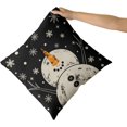 thumbnail image 3 of Black Christmas Pillow Covers 20x20 Inch Set of 2, Xmas Snowman Snowflakes Snow Winter Themed Decorative Throw Pillow Cases Cushion Covers Holiday Decoration Gift Farmhouse Sofa Couch Bed Decor, 3 of 6