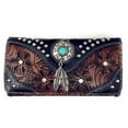 thumbnail image 4 of Texas West Women's Vegan Leather Feather Handbag Set, Black, 2-Piece, 4 of 5