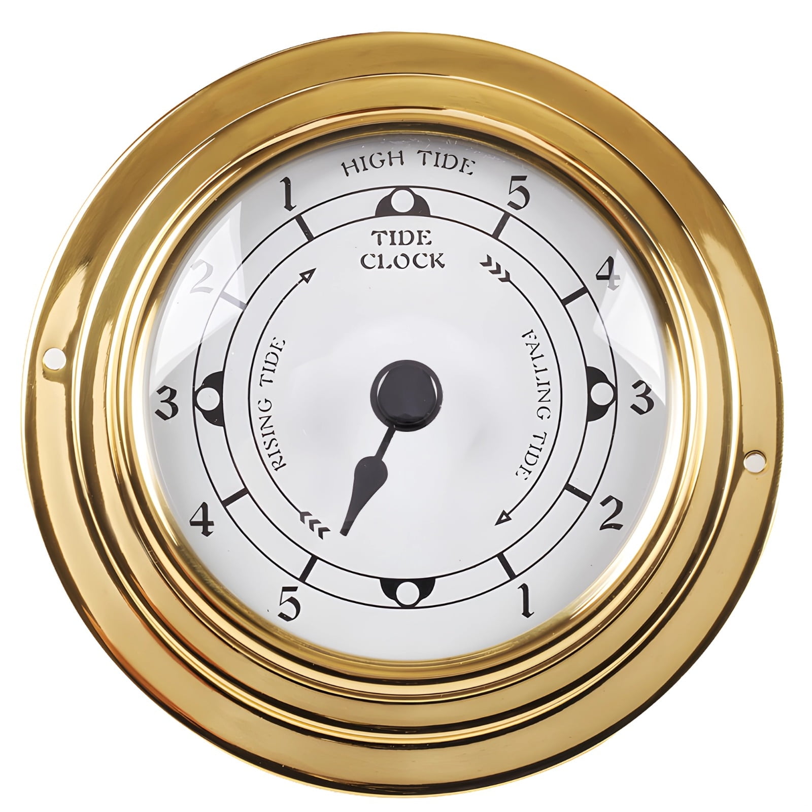 3.85 In / 98 Mm Brass Nautical Tide Clock, High Tide Low Tide Indicator, Coastal Wall Clock With Clear Glass Face, Robust Construction, Metallic Finish, Suitable For Office And Home Decor