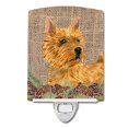 thumbnail image 1 of Caroline'S Treasures Ss4088Cnl Norwich Terrier En Arpillera Sintética Con Conos De Pino Luz Nocturna De Cerámica Compacta Con Certificación Ul, Ideal Para Dormitorio, Baño, Guardería, Pasillo, Cocina,, 1 of 1
