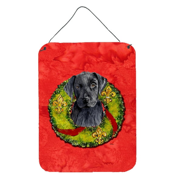 Carolines Treasures SC9095DS1216 Labrador Christmas Wreath Wall or Door Hanging Prints 12WX16H multicolor