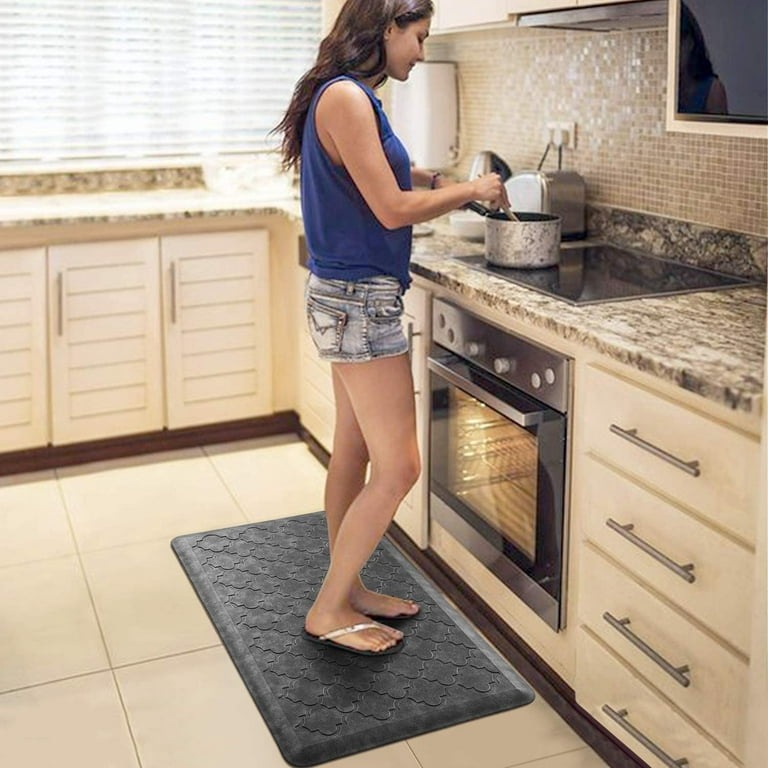 WISELIFE Kitchen Mat Cushioned Anti Fatigue Floor Mat,17.3 inchx28 inch, Thick Non Slip Waterproof Kitchen Rugs and Mats,Heavy Duty PVC Foam Standing